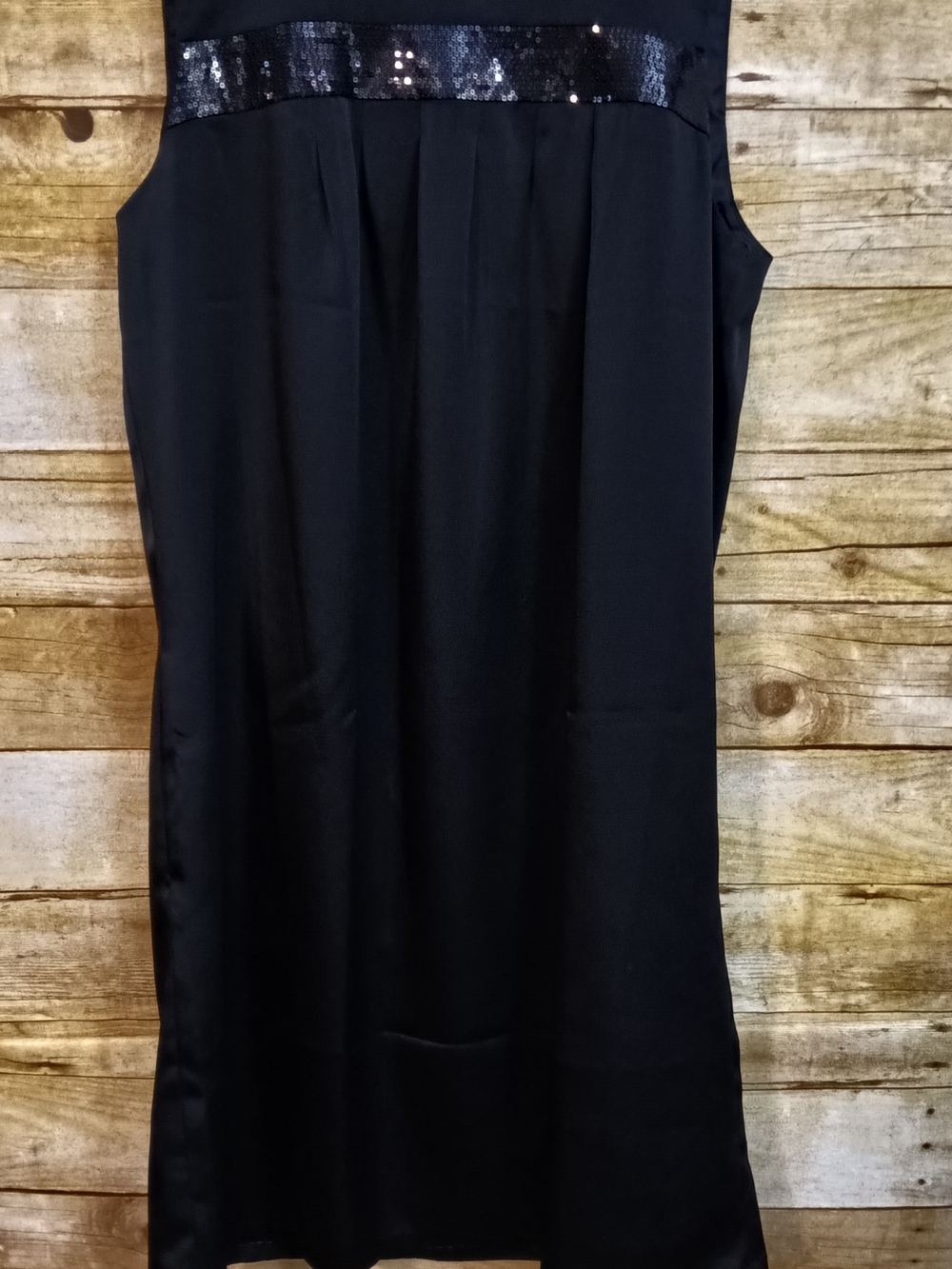 Calvin Klein Black Sleeveless Shift Dress with Sequin Band & Pockets